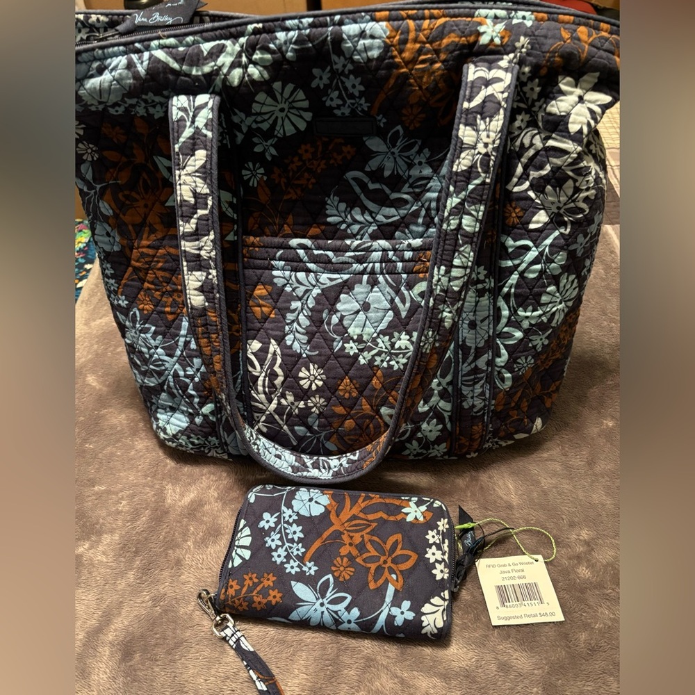 Vintage Vera Bradley Java Floral Tote & NWT Wristlet Wallet